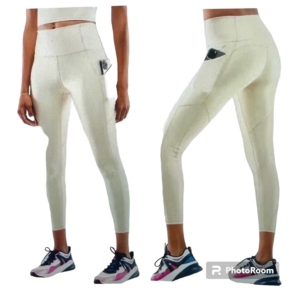 NWT Fabletics Oasis Sine PureLuxe High-Waisted 7/8 Leggings Ivory Size XXS